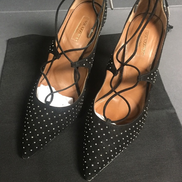 PRE-OWNED AQUAZZURA CHRISTY STUDDED PUMPS SZ 41 - Picture 2 of 11